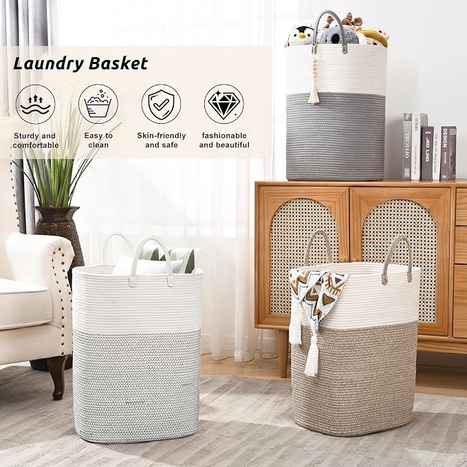 Woven Laundry Basket for Clothes, 100L Large Rectangle Laundry Hampers - Image 7