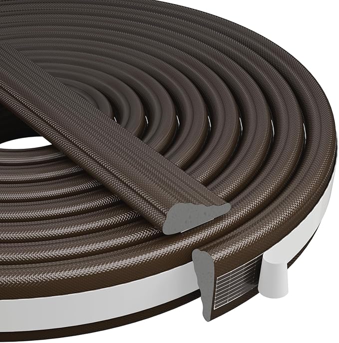 Wedge-Shape Window Weather Stripping Door Frame Seal Strip 118” Brown, Upgrade by KNEELISA