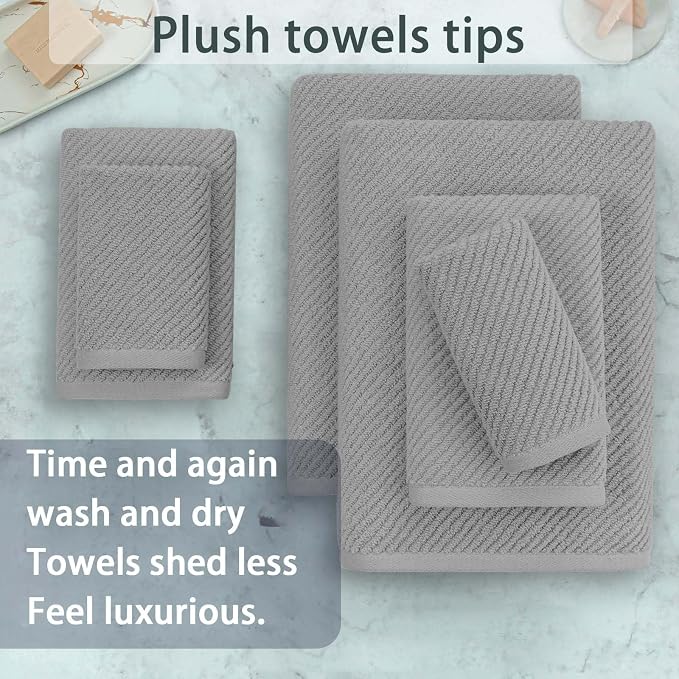 VOOVA & MOVAS Grey Bathroom Towel Sets - Image 5