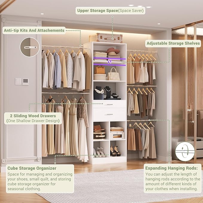 Closet System, 4-8 FT Closet Organizer Tower - Image 4