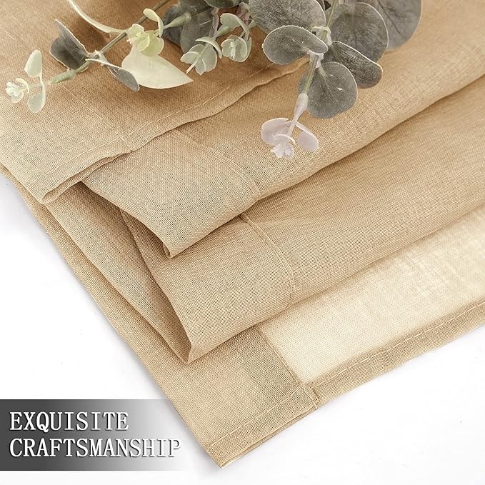 Tollpiz Sheer Curtains Linen Textured Living Room Curtain Sheers Light - Image 7
