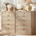 LEYAOYAO Rattan Dresser for Bedroom Set of 2, Modern 6 Drawers Boho Dressers by LEYAOYAO-Findtheshiningpointofyourideallife%EF%BC%81