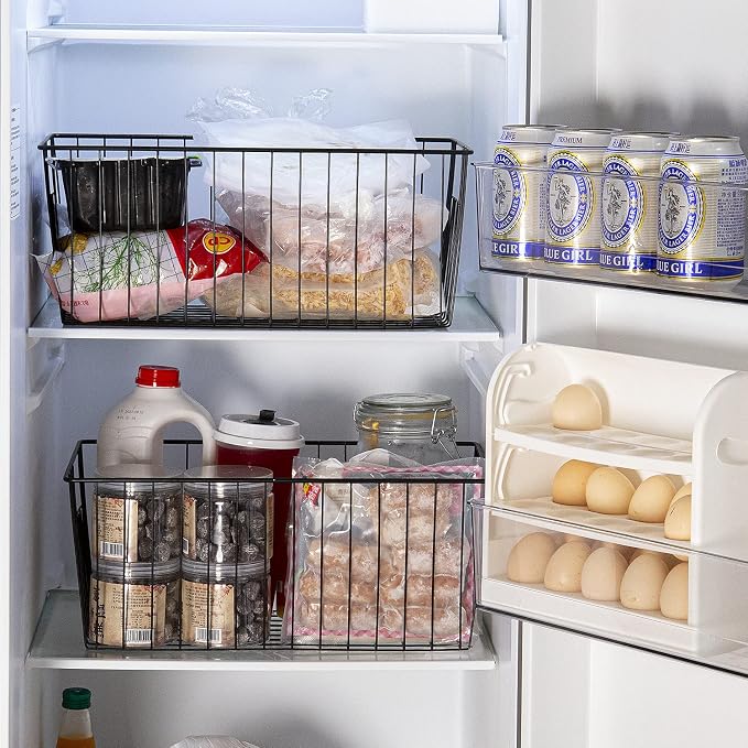 16inch Freezer Wire Storage Organizer Baskets, Household Refrigerator Bin - Image 3