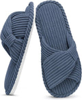 Evshine Summer House Slippers for Women Corduroy Cross Bow Indoor Slippers Open by Evshine