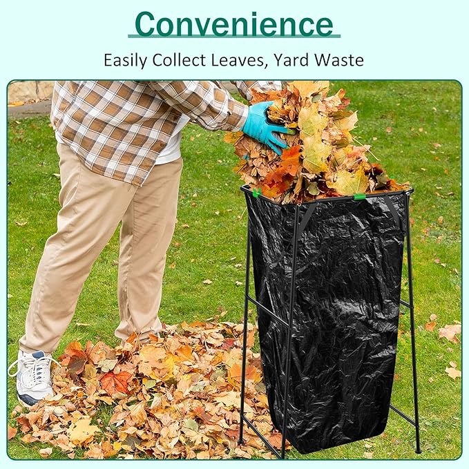 Foldable Trash Bag Holder Stand, Garden Garbage Bag Holder Frame Holds 30-55 - Image 2