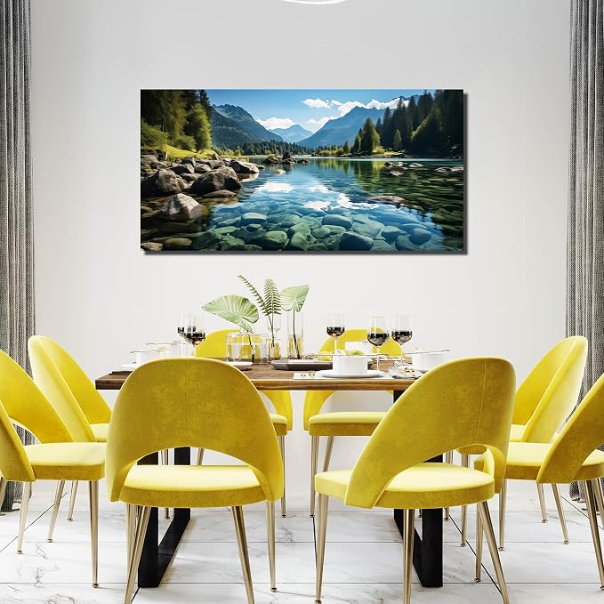 GUGIKA Landscape Wall Art for Living Room, Mountain and Lake Wall-Decor for - Image 6