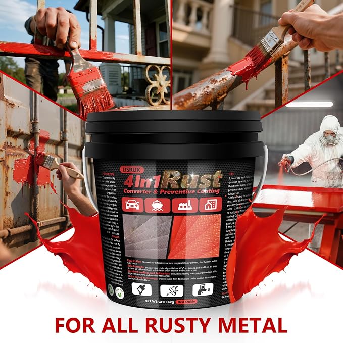 4-in-1 Rust Converter & Metal Primer, 141 Fl OZ Red Rust Inhibitor Paint - Image 5