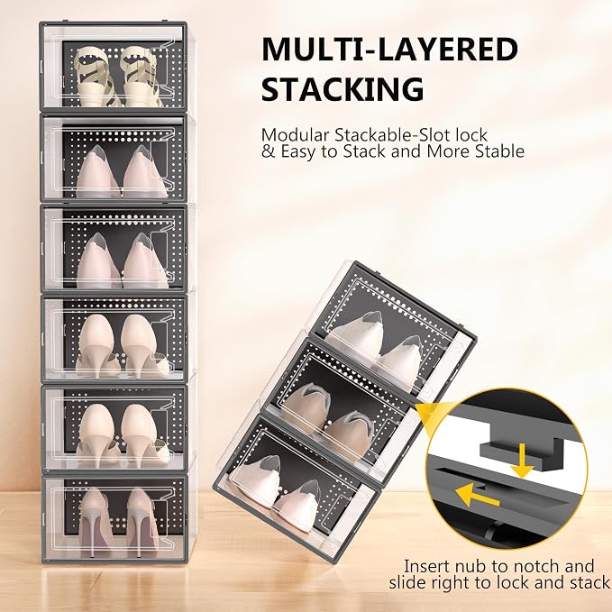 Secret Space 12 Pack XXX Large Shoe Organizer Storage Boxes - Image 3