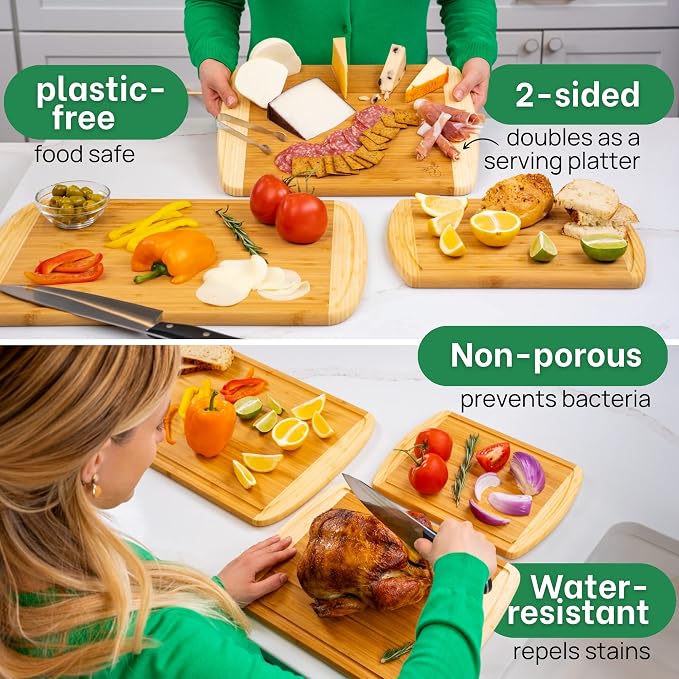 Extra Large Bamboo Cutting Board Set – Wood Cutting Boards - Image 6