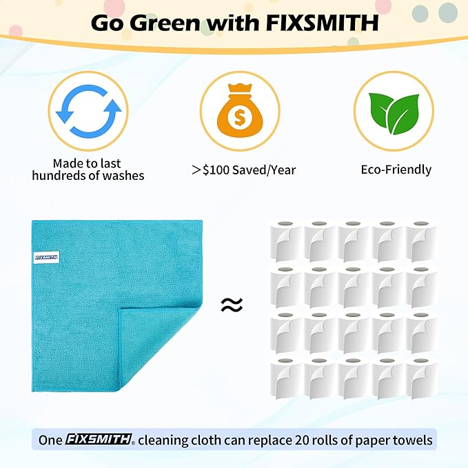 FIXSMITH Microfiber Cleaning Cloth, 20 Pack Cleaning Rags, Cleaning Towels - Image 7