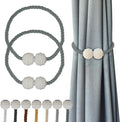 Hion Magnetic Curtain Tiebacks Gray Blue 2pcs, Curtain Tiebacks Buckles by Hion