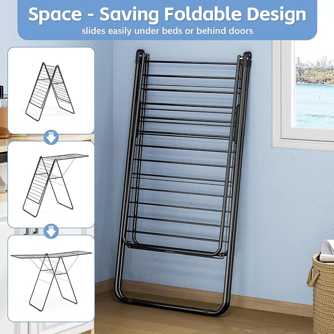 KINGBOARD Clothes Drying Rack Foldable, Drying Rack Clothing - Image 4