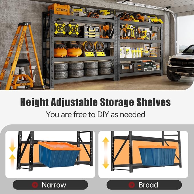 60" W Storage Shelves Heavy Duty, 4 Tier Metal Garage Shelving Units, 5000LBS - Image 6