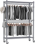 Homdox Rolling Clothes Rack Heavy Duty, 3-Tier Adjustable Wire Shelving Garment by HOMDOX