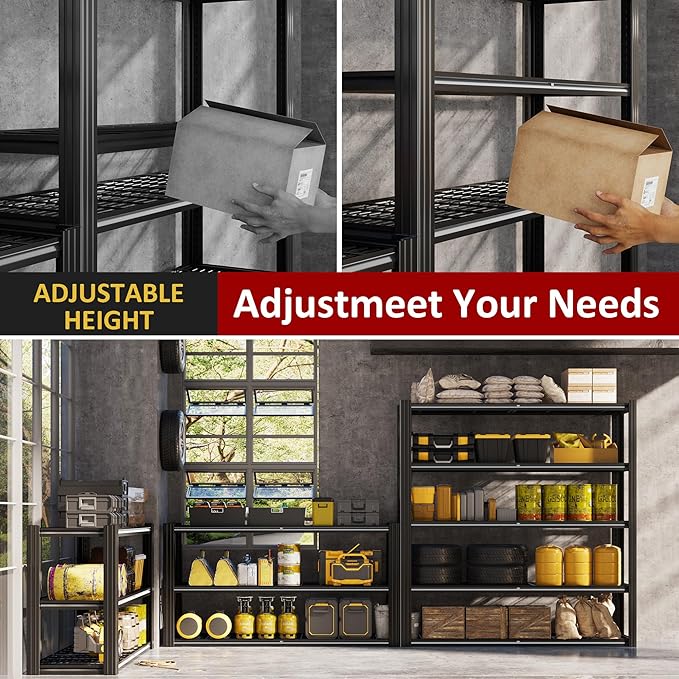 48" W Metal Garage Shelving 5 Tier Storage Shelves Heavy Duty 3030LBS - Image 6