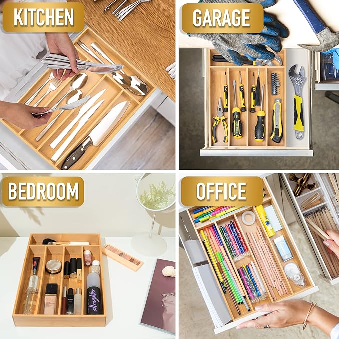 Silverware Organizer Kitchen Drawer Organizer Utensil Organizer Bamboo - Image 6