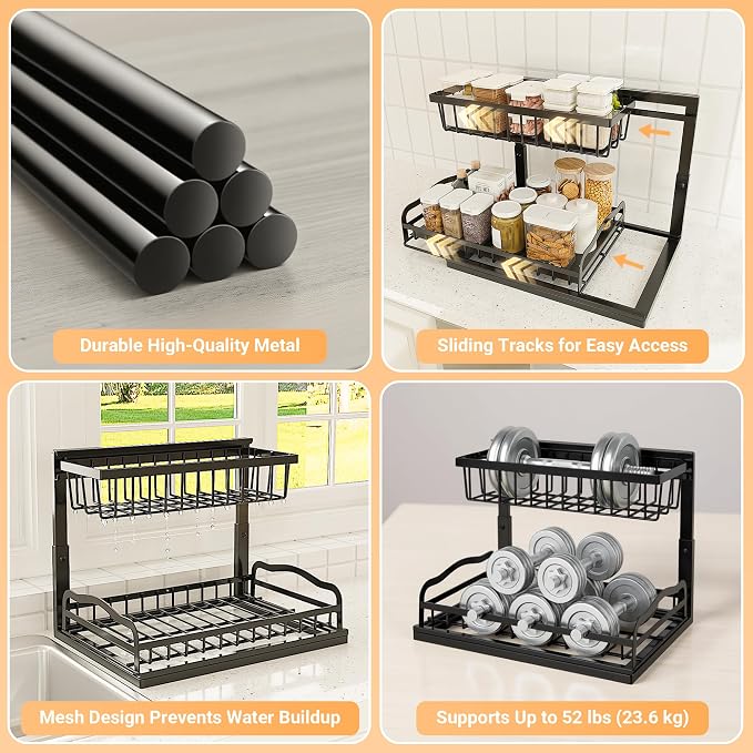 AceMining Under Sink Organizer, 2 Pack Pull-Out Under Cabinet Organizer - Image 4