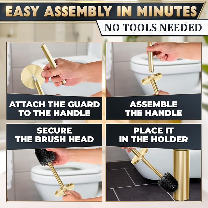 Gold Toilet Brush and Holder Set - Image 6