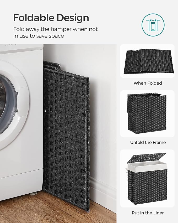 SONGMICS Laundry Hamper with Lid, 110L Clothes Hamper with 2 Removable Liner - Image 8