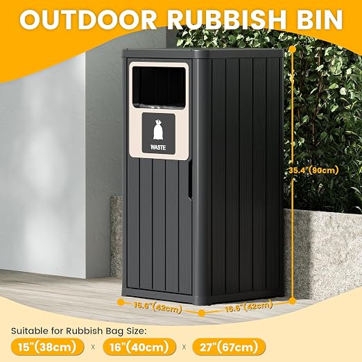 22 Gallon Outdoor Trash Can Waterproof Resin Patio Garbage Can - Image 2