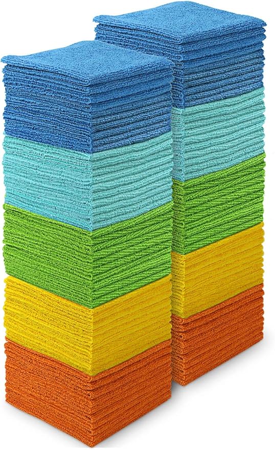 AIDEA Microfiber Cleaning Cloth 100PK, Soft Absorbent Rags, Microfiber Towels by AIDEAHOME