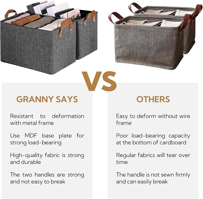 GRANNY SAYS Closet Storage Baskets, Collapsible Fabric Storage Bins - Image 5