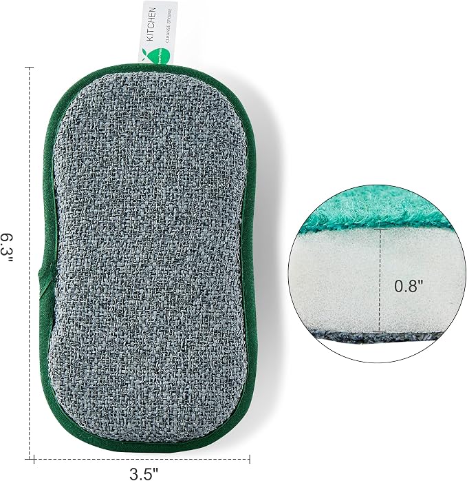 Multipurpose Sponges Kitchen, 6 Pack Reusable Non-Scratch Scrub Sponge - Image 3