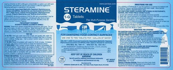 6 Bottles Steramine Sanitizer Tablets w/15 QT-10 Test Strip - Image 3