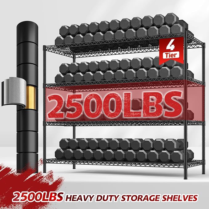 REIBII 55.5''W Storage Shelves 2500LBS Wire Shelving Rack - Image 4