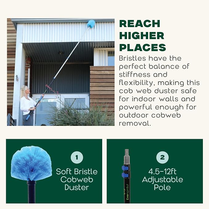 EVERSPROUT 1.5-to-3 Foot Cobweb Duster and Extension-Pole Combo | Hand Packaged - Image 3