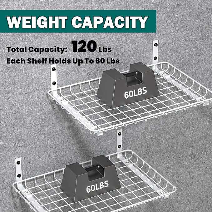 EVERHANGER Garage Wall Shelves 12x18 Inch, Wall Mounted Storage Shelf, Metal - Image 4