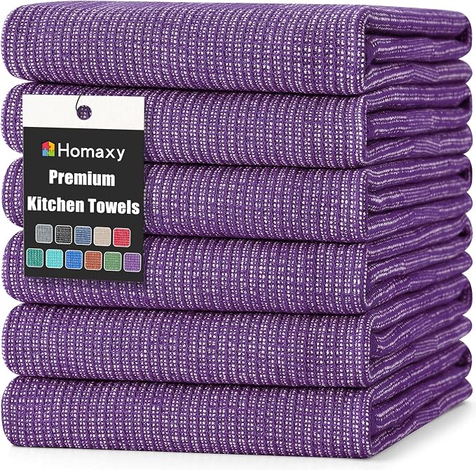 Homaxy Premium Kitchen Towels, Large Cotton Kitchen Hand Towels, Flat and Terry by Homaxy