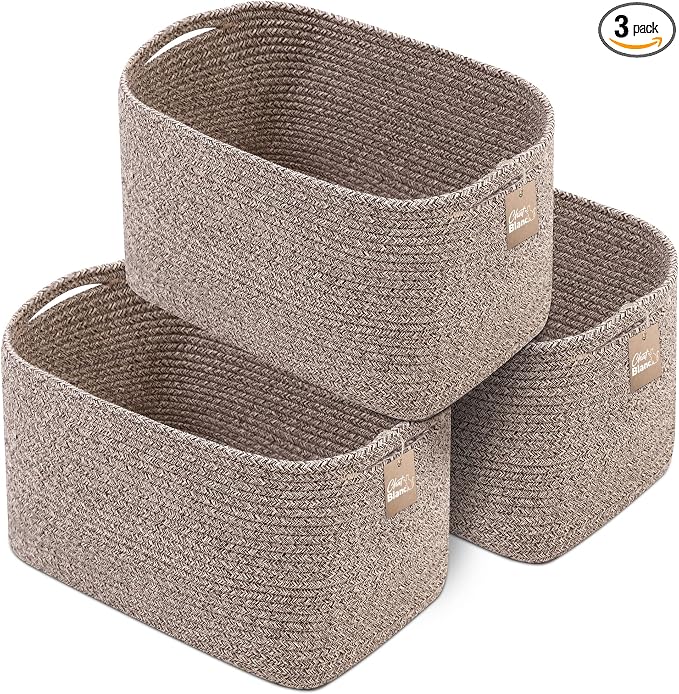 CHAT BLANC Cotton Rope Baskets for Organizing | Storage Baskets for Shelves | by CHATBLANC