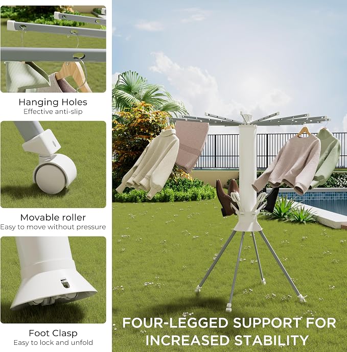 Clothes Drying Rack Foldable, Portable 4-Legged Laundry Drying Racks, Shoe - Image 3
