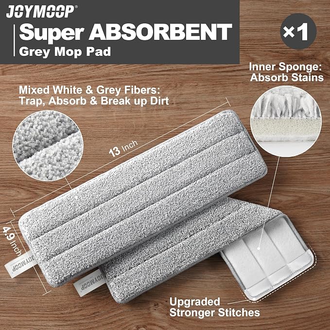 JOYMOOP Flat Mop Pad, Microfiber Mop Pad, Squeeze Mop Pads Replacement - Image 2