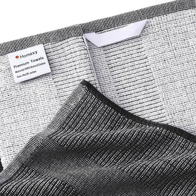 Homaxy Premium Kitchen Towels, Large Cotton Kitchen Hand Towels, Flat and Terry - Image 2
