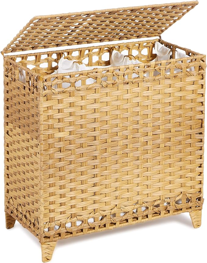 Laundry Hamper with 3 Removable Liner Bags; 132L Handwoven Rattan Laundry by Hermina