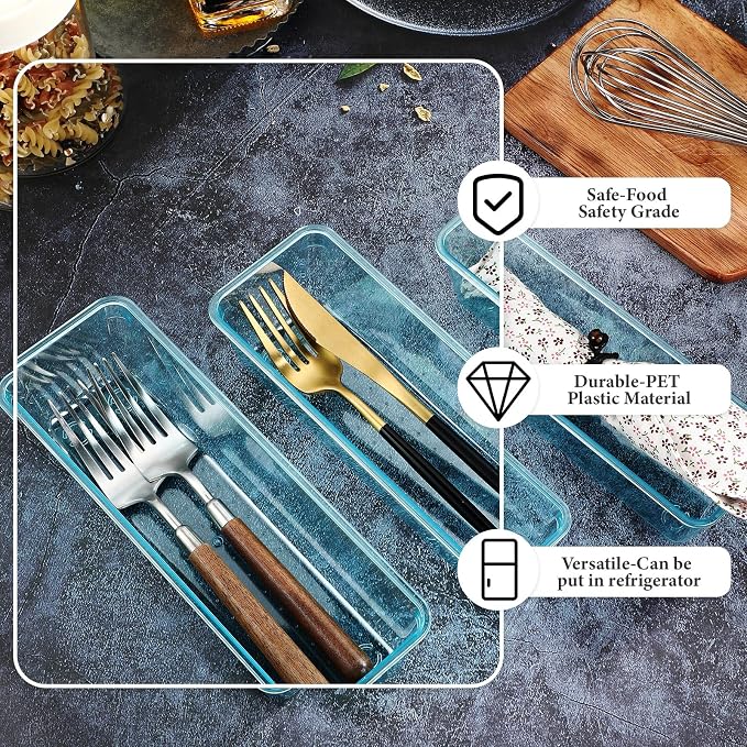 Maitys 12 Pcs Vanity Drawer Organizer 9 x 3 x 2 Inches Clear Plastic Utensil - Image 3