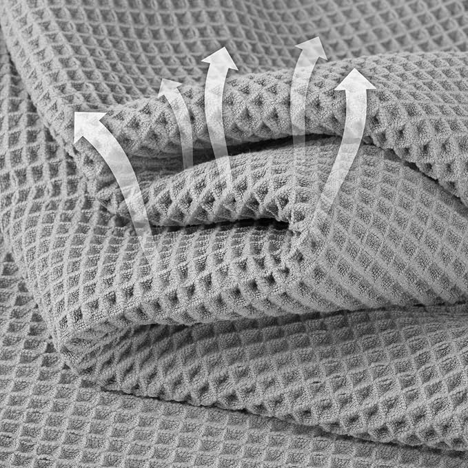 Microfiber Waffle Face Towels, 2 Pieces, Fast Drying, Lint Free - Image 2