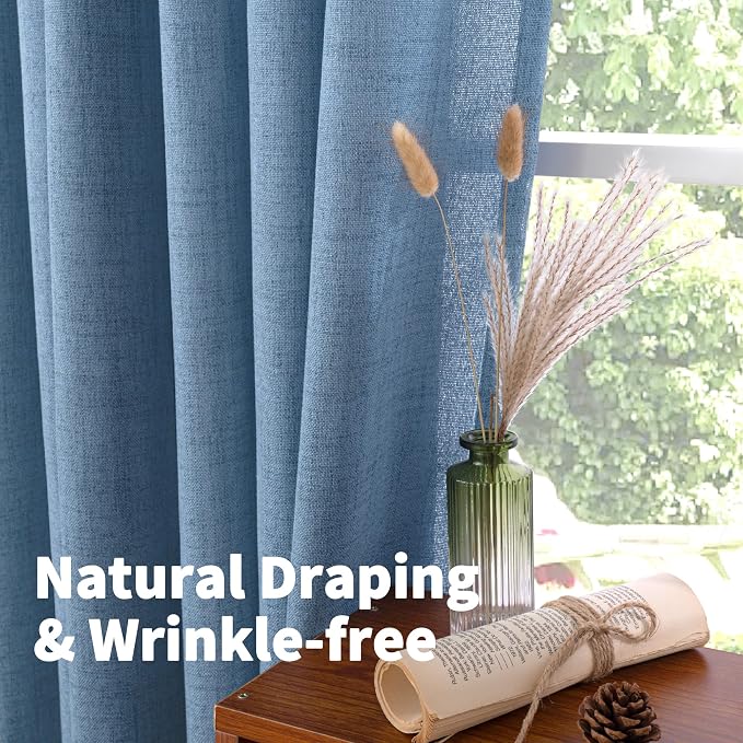 YoungsTex Denim Blue Linen Curtains 54 Inch Length - Image 5