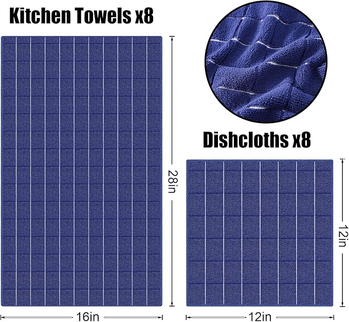 Homaxy Microfiber Kitchen Towels and Dishcloths Set, 12 Pack Soft and Absorbent - Image 7