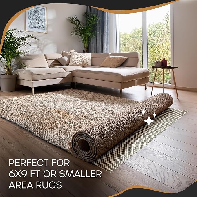 Nevlers 6'x9' White Under Rug Non Slip Pad | PVC Foam Non Slip Rug Pad & Carpet - Image 9