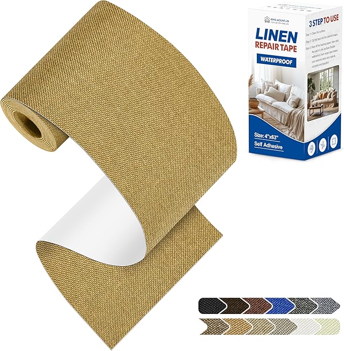 KING MOUNTAIN Linen Repair Patches, Self-Adhesive Fabric Patches, 4 X 63 inch by ForABetterHomeLife