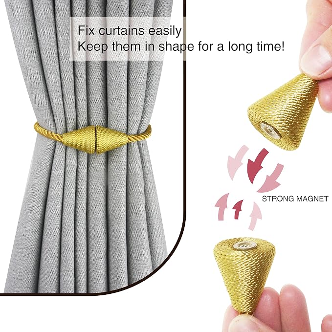 4 Pack Magnetic Curtain Tiebacks Rope Modern Handmade Curtain Tie Backs - Image 2
