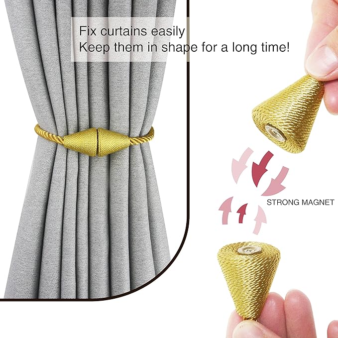 6 Pack Magnetic Curtain Tiebacks Rope Modern Handmade Curtain Tie Backs - Image 2