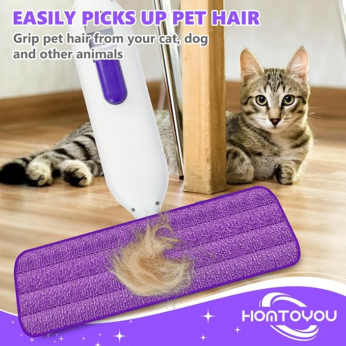 HOMTOYOU Reusable Pads Refills for Swiffer Power Mop: 6 Pack Microfiber Pad for - Image 4