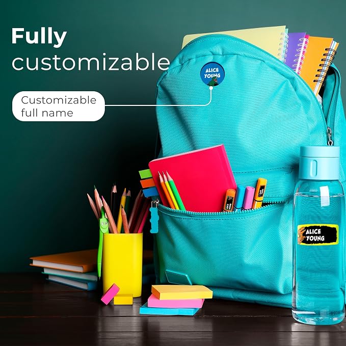 Personalized Name Tag Stickers for Kids | Dinosaur Waterproof Labels for School - Image 3