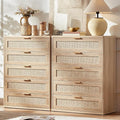 LEYAOYAO Rattan Dresser for Bedroom Set 2, Modern 5 Drawers Boho Dressers by LEYAOYAO-Findtheshiningpointofyourideallife%EF%BC%81