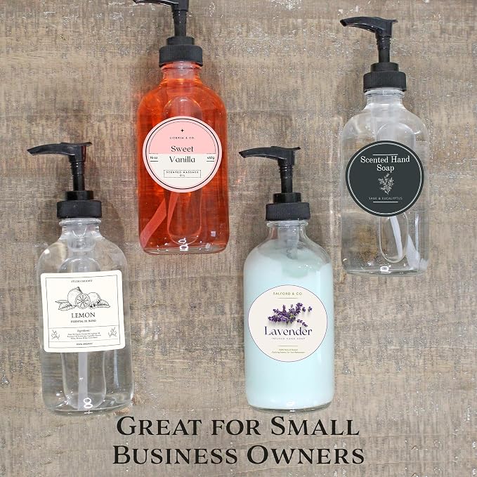 Cornucopia Brands 8oz Clear Glass Pump Bottles, Great as Essential Oil Bottles - Image 8