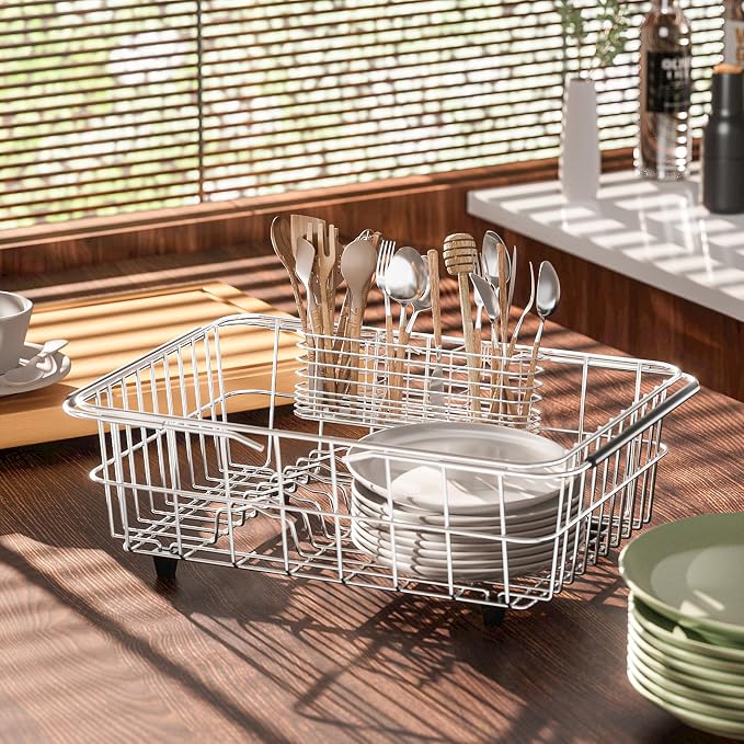 304 Stainless Steel Utensil Holder, Dish Drying Rack, kitchen Utensil Organizer - Image 4